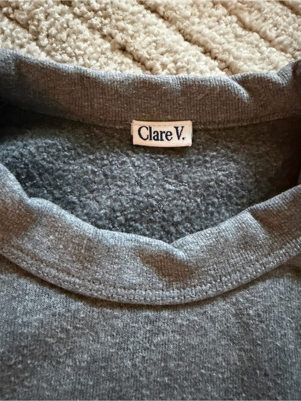 Clare V Gray Crewneck Sweatshirt with White liberté text - Picture 3 of 6